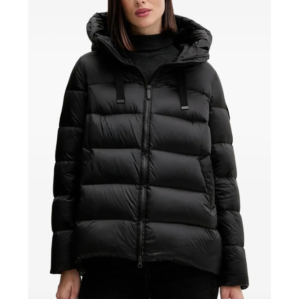Bomboogie Black Down Puffer Jacket Hooded Water Repellent Windstopper Womens 3